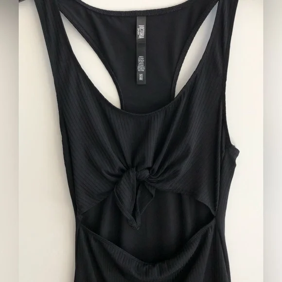 Victoria Secret Sport Dress Women’s S Black Open Mid Section Tank Tie Knot Front - Picture 4 of 11
